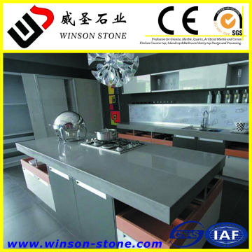Chinese top brand cheap grey clear quartz countertop, island top for kitchen