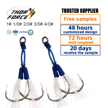 THORFORCE OEM/ODM Multi-Dimension Deep Sea Saltwater Fishing Metal Jigging Lure with Double Hooks and Luminous Silk