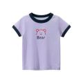 Camiseta infantil de manga curta com cabeça de animal
