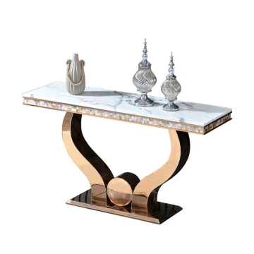 Meubles de salon de luxe: acier inoxydable en or, tables de console en marbre et dessins modernes