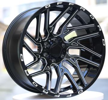 20-inch Bright Black Painted Wheels with Milled Edges and Rim Highlights