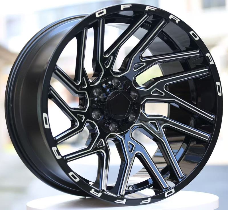 20-inch Bright Black Painted Wheels with Milled Edges and Rim Highlights