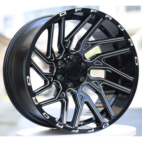 Ruedas de 20 pulgadas pintadas en Bright Black con bordes fresados ​​y detalles en las llantas