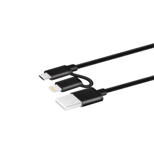2in1 Lightning Micro USB Cable Nylon Braided