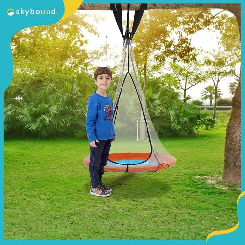 SkyBound 39 Inch Tree Swing Saucer Swing Orange/Blue