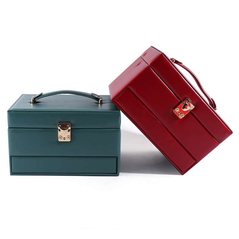 Custom Logo Leather Carry Stand Jewelry Storage Box