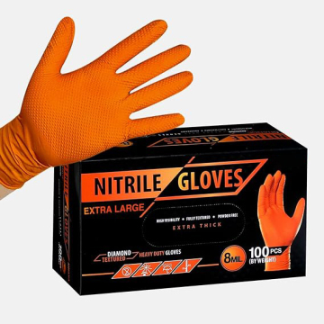 Durable 8 Mil Diamond Textured Nitrile Gloves for Heavy-Duty Industrial Work