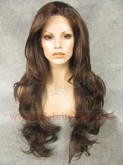 Extra Long Brown Curly Synthetic Lace Front Wig Haifa Wehbe Wig