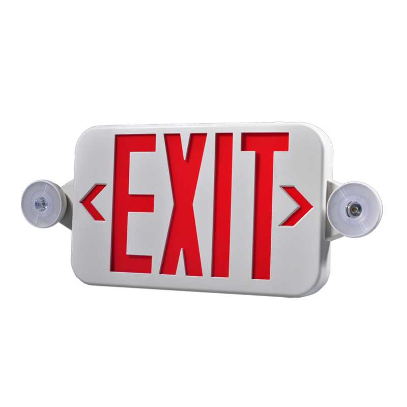 Notfallausgangszeichen Lieferant seit 1967-New Slim UL LED LED COMBO Emergency Exit Sign W/Twin Heads JLECE2RW