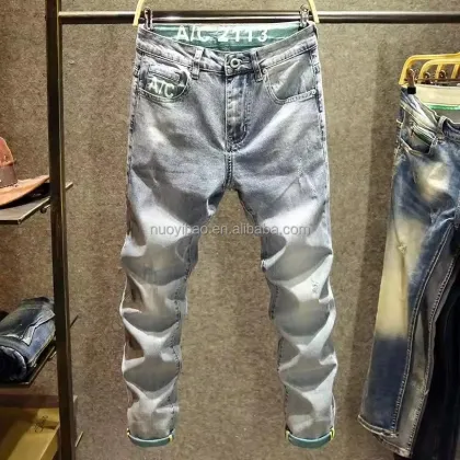 Men's Designer Skinny Ripped Jeans - Slim Fit Denim Trousers