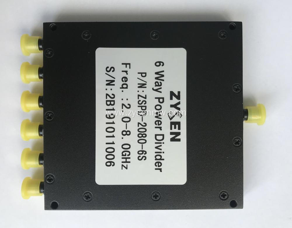 2 to 8GHz 6-way power divider