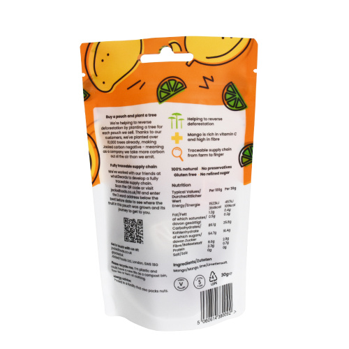 Organisk mattørket mango -strimler emballasjepose laget av resirkulerbart materiale