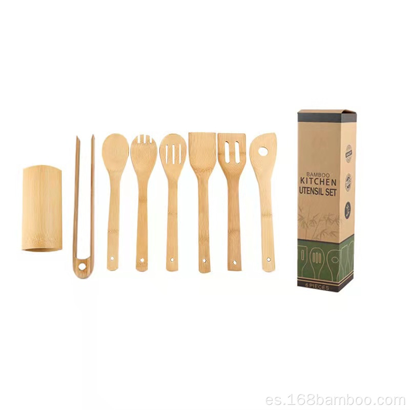 Utensilios de cocina de bambú duradero conjuntos de utensilios de cocina