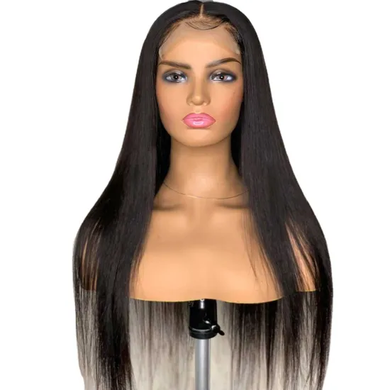 Popular New Arrival Brazilian Virgin Hair Natural Black Straight 4X4 Lace Closure Wig Human Hair Closure Lace Wigs For Black Wom