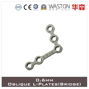 0.6mm Titanium Oblique L- Cranio - Maxillo - Facial Plate with Bridge