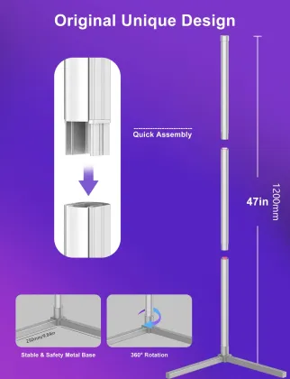 Modern Brass Floor Lamp with Colorful RGB Lighting