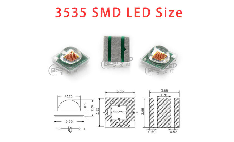 Size 3535URC62D100L3W Super bright Red SMD LED High power 3535 LED Red 700mA