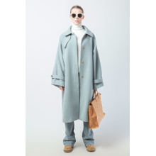 Дымка синего военного ретро длинное пальто