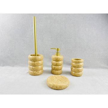 Juegos de accesorios de baño de mármol de grano de madera amarilla