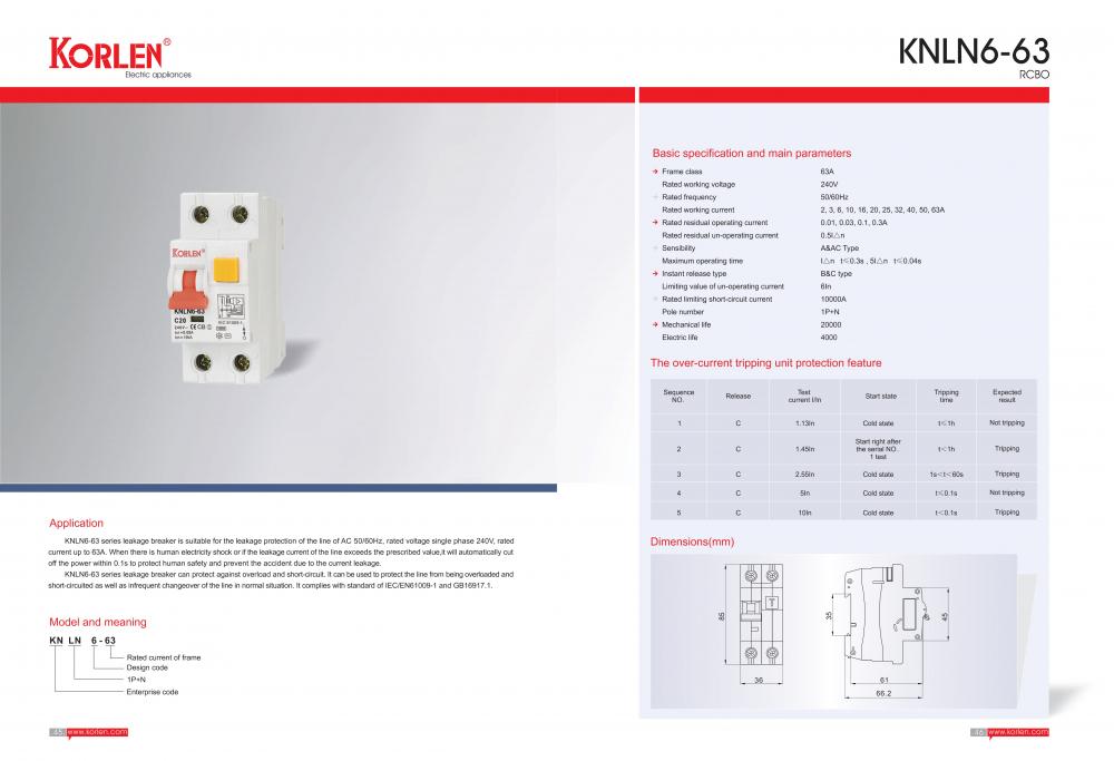 Magnetic Type 10ka 1p+N RCCB with Overcurrent Protection