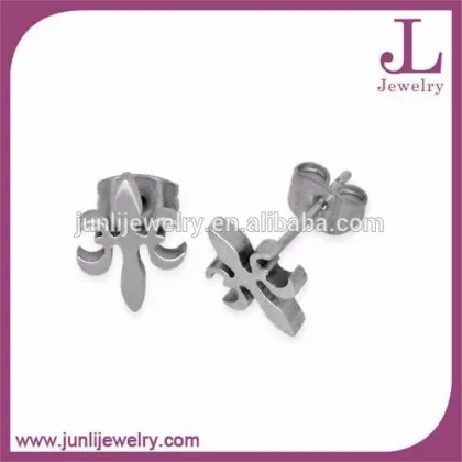 Men's Fleur De Lys Stainless Steel Stud Earrings