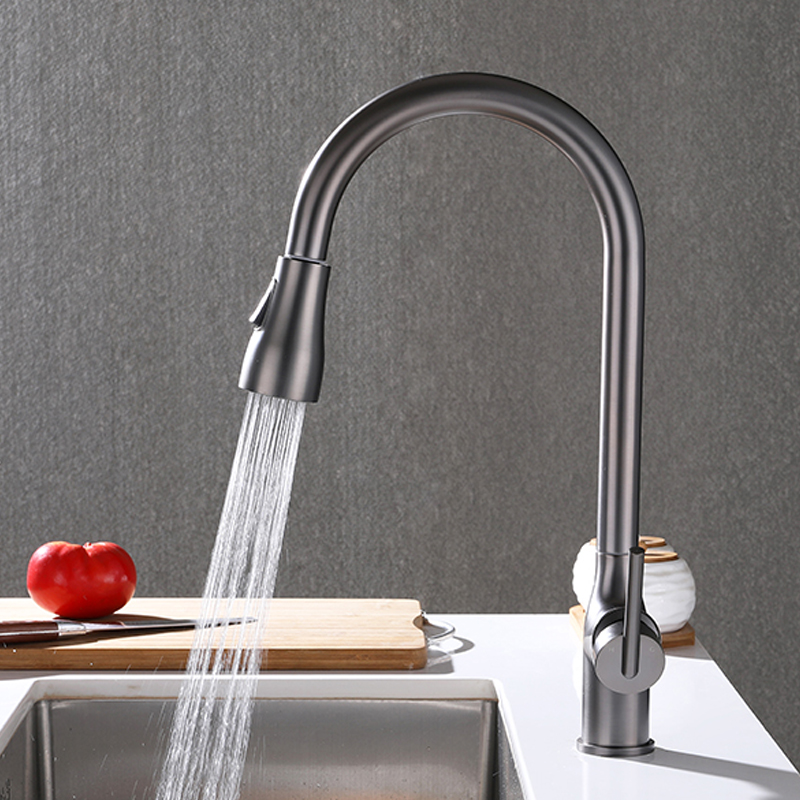 2022 Brass Water Tap Pull Out Kkitchen Faucet