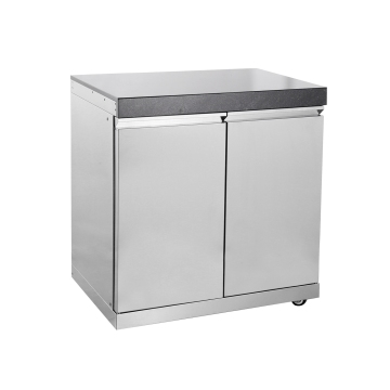 Black Marble Countertop Outdoor Kitchen with Stainless Steel 304 Built-In Gas Grill