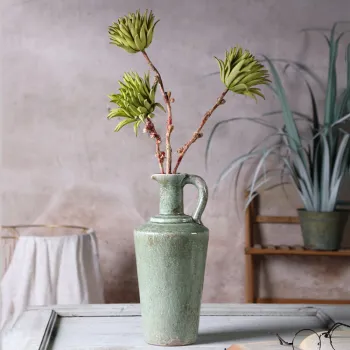 Unique Antique Chinese Emerald Green Ceramic Flower Vase Wholesale for Hotel and Home Decor
