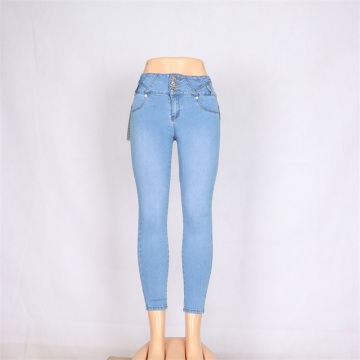Hochtütig hellblaue Frauen -Jeans -Anpassung