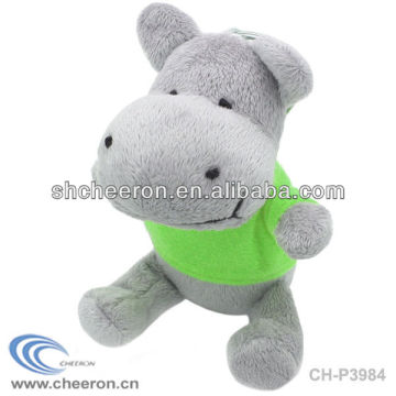 Toys for children plush hippo with green T shirt
