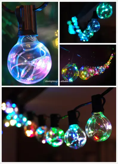LED Copper string lights Hanging 25pcs G40 copper bulbs 18.3feet