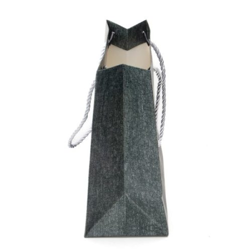 Custom Logo Black Paper Bags with Ribbon Handles