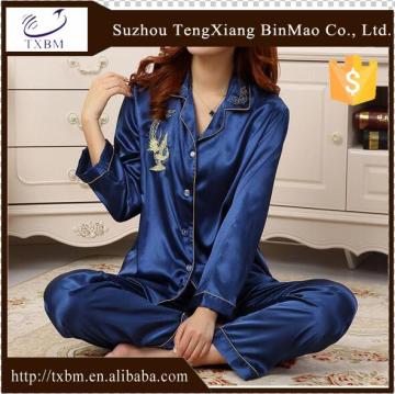 100% silk pajama with embroidery for women