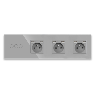 Quad Glass Wall Sockets with Type-C USB Ports and Touch Switches