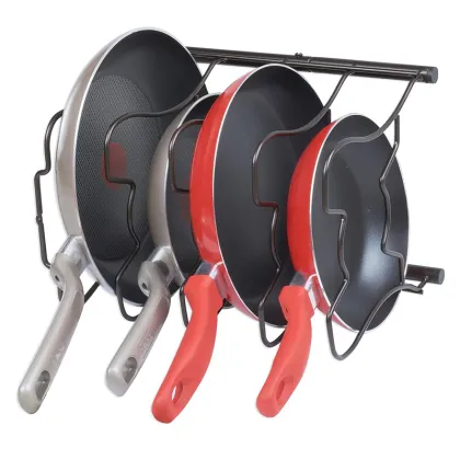 Heavy Duty Bronze Cookware Kitchen Organizer Rack Simple Houseware Cabinet Pantry Pan Rack and Pot Lid Organizer Rack Holder