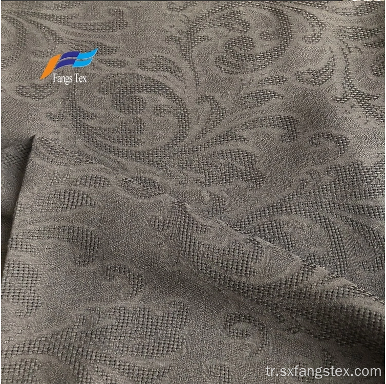Bangladeş% 100 Polyester Nida Jakarlı Siyah Kumaş