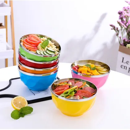 Stainless Steel Insulated Kids Dining Bowl - Wholesale Colourful Salad and Rice Bowl