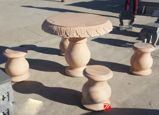 garden furniture stone round table top and chairs