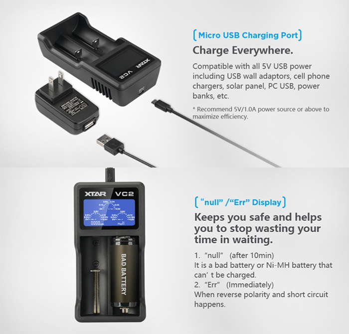 XTAR VC2 USB Battery Charger