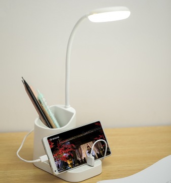 Modern LED Desk Light with Pen Holder and Eye-Caring Features for Children's Study and Bedroom Lighting