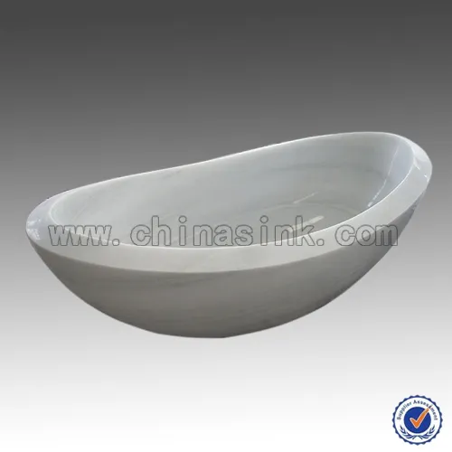 Bowl Shape Angel White Marble Oval Bathtubs