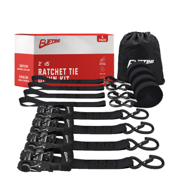 Professional Heavy Duty Cargo Ratchet Straps Set: 1.5 inch Tie Down Straps with Safety Lock S Hooks