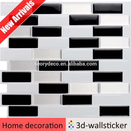 New trend product resin mosaic silver black and white tile for wall mosaic art