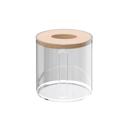 Stylish Acrylic Plastic Round Facial Tissue Box Cover for Modern Home Bathrooms