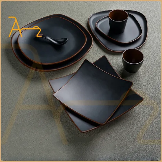 High-Quality, Eco-Friendly Customized Black Melamine Tableware: Reusable Dinner Plates & Water Cups for a Healthy Lifestyle