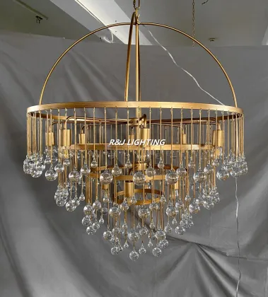 Aged Brass Silver Aubrey Chandelier: Crystal Ball Modern Pendant Lights for Hotels