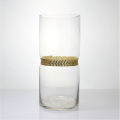 Cylinder Flower Glass Crystal Vase With Diamond Belt