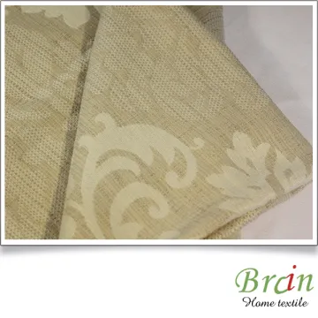 high quality poly cotton jaquard yellow linen curtain fabric