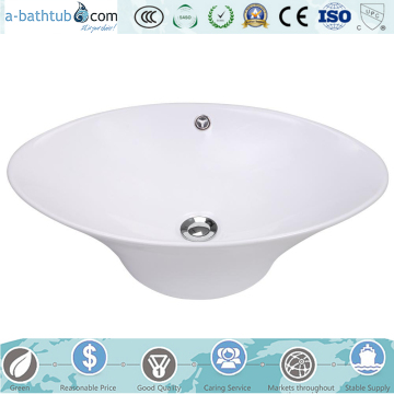 Oval Bowl Bathroom Porcelain Vessel Sink White Ceramic Basin With Free Drain