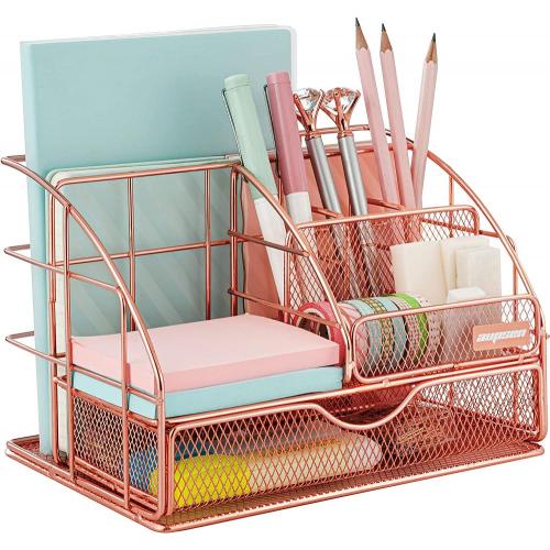 Rose Gold Metal Wire Desk Organizers